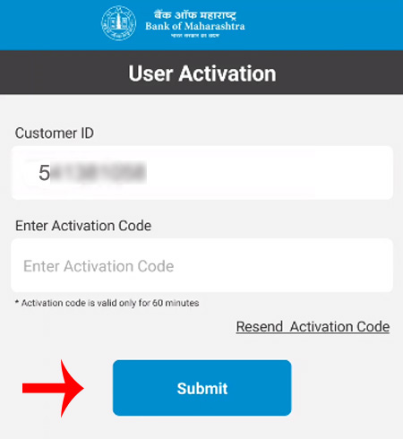 Activate Bank of Maharashtra Mobile Banking Step 5