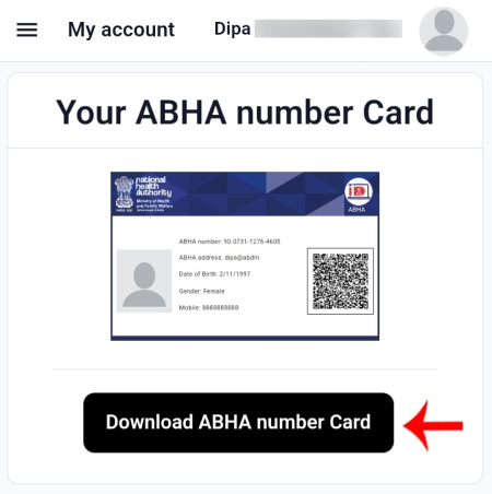 Apply ABHA Health Card Online Step 5 Sub-Step 2