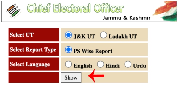Check Your Name and Download Kashmir & Ladakh Voters List Step 2