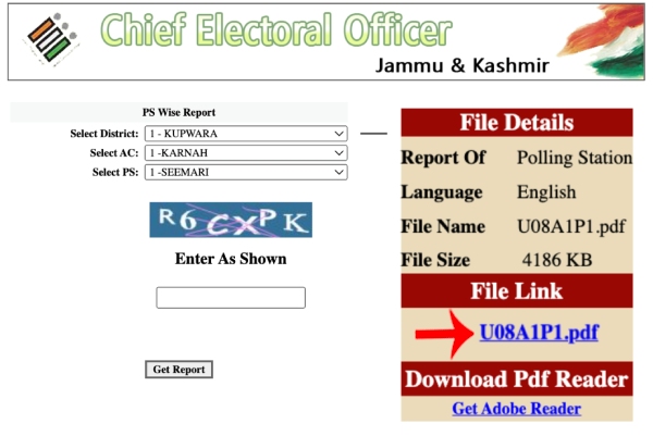 Check Your Name and Download Kashmir & Ladakh Voters List Step 4