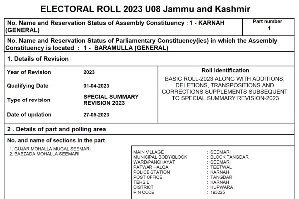 Check Your Name and Download Kashmir & Ladakh Voters List Step 5
