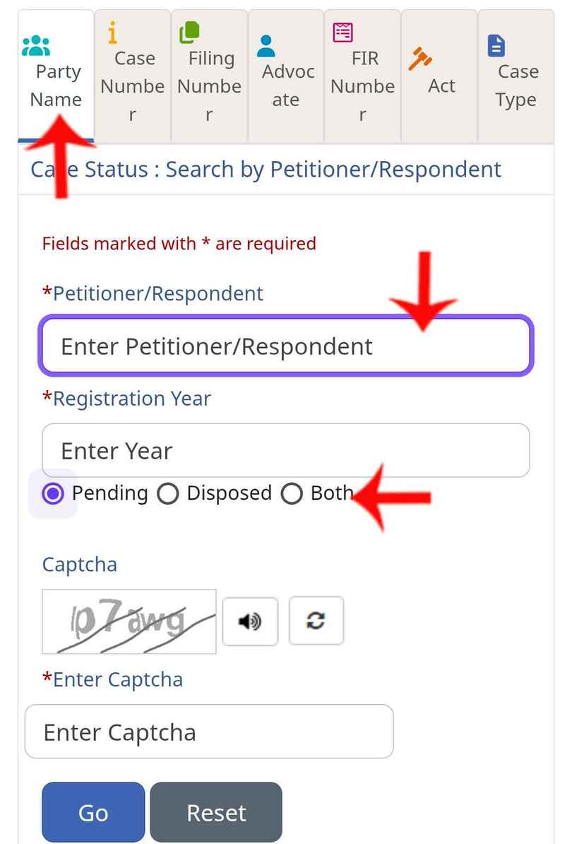 Check a Court Case on Land or Property step 4