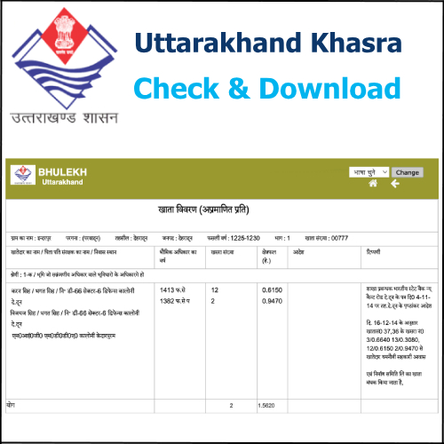 Check and Download Uttarakhand Khasra Khatauni
