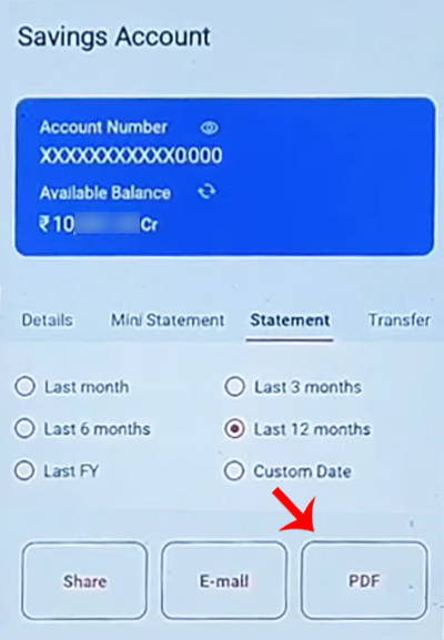 Download Bank Statement via Vyom Union Bank of India app Step 5