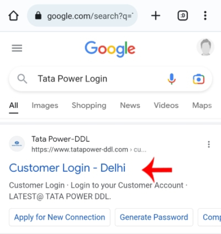 Download Delhi Tata Power Bill without OTP Step 1