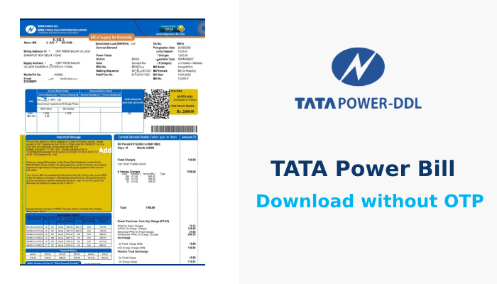 Download Delhi Tata Power Bill without OTP