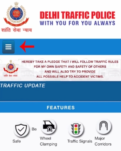 How To Check Delhi Traffic Police E-Challan Online Step 2
