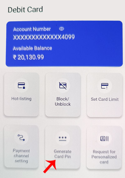 How To Generate or Change Union Bank ATM Pin Through Vyom App Step 3