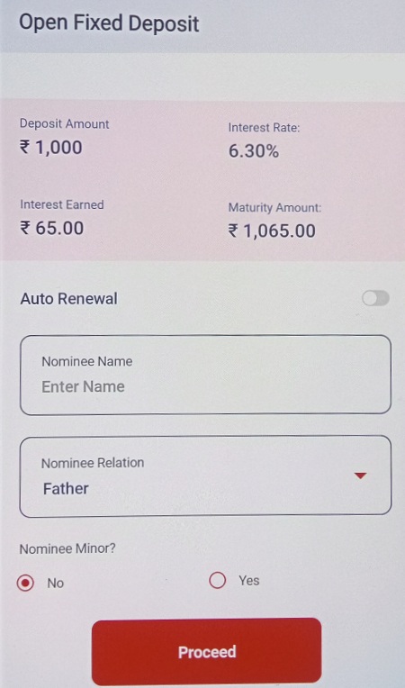 How To Open Fixed Deposit Using Union Bank Vyom App Step 5 Sub-step 2