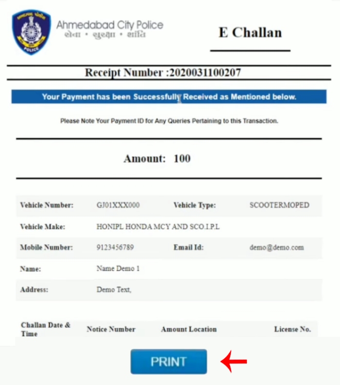 How To Pay Ahmedabad City Traffic E-Challan Online Step 3