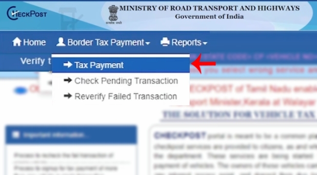 How To Pay Haryana Road Tax Online Step 2