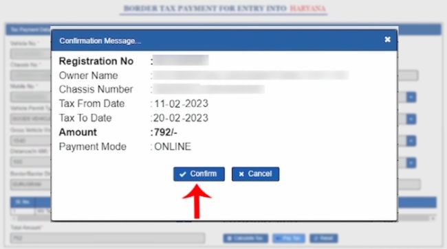 How To Pay Haryana Road Tax Online Step 8