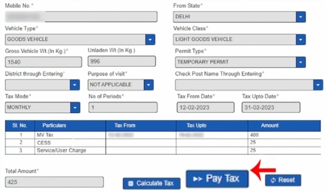 How To Pay Punjab Road Tax Online Step 5