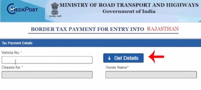 How To Pay Rajasthan Road Tax Online Step 4