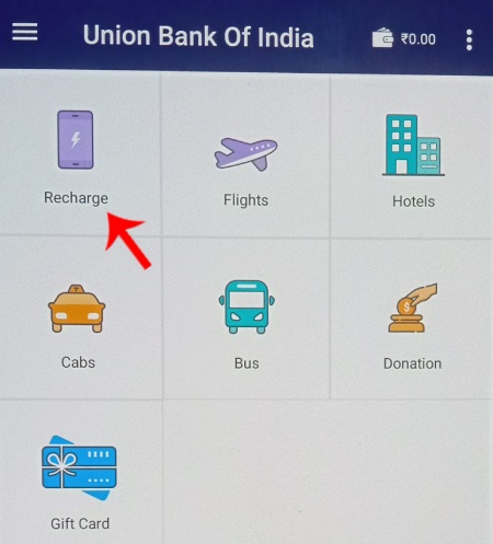 How To Recharge Mobile With Union Vyom App Step 2