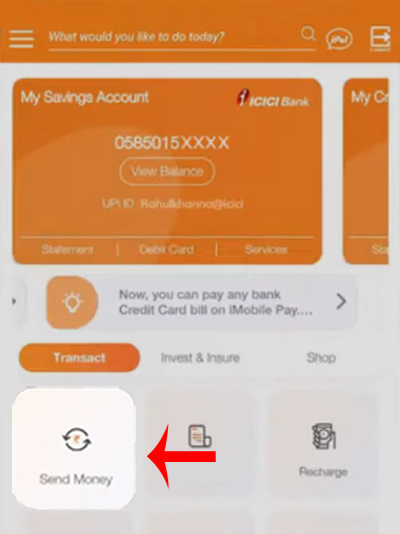How To Send Money From India To Overseas with iMobile Pay Step 2