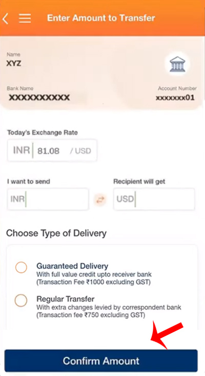 How To Send Money From India To Overseas with iMobile Pay Step 7