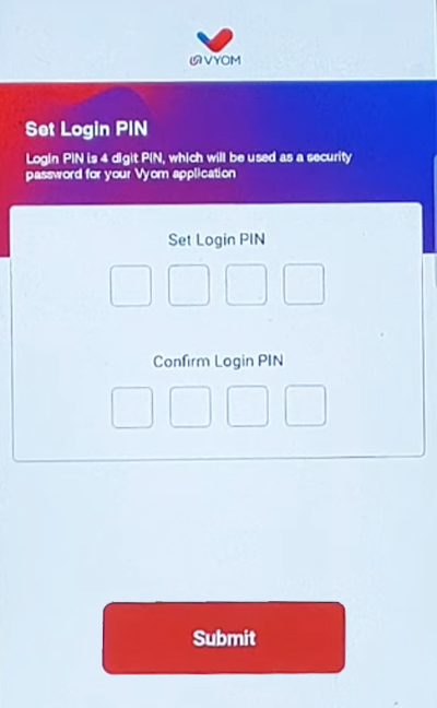 How reset Union Vyom app Login Pin Step 4