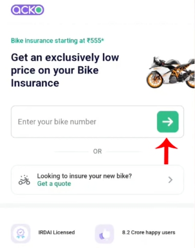 How to Apply Acko Bike Insurance Online Step 2
