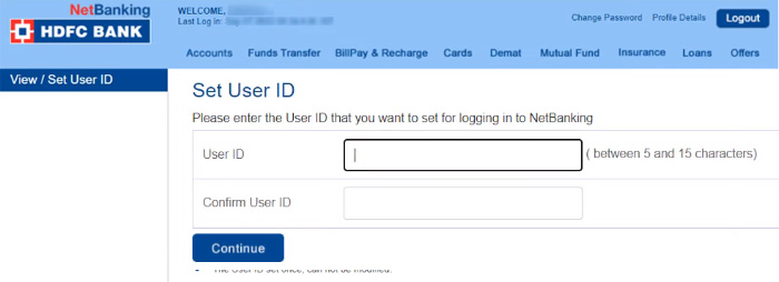 How to Change HDFC Bank User ID Online Step 3