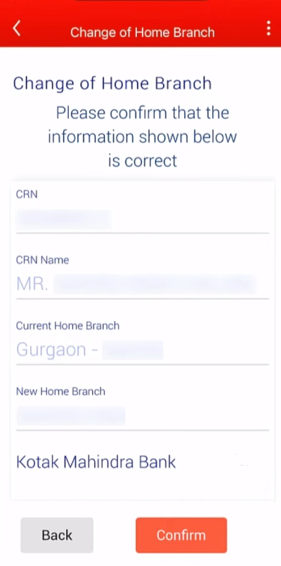 How to Change Kotak Mahindra Bank Home Branch Online Step 8