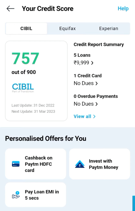 How to Check CIBIL Score Free on Paytm Step 5