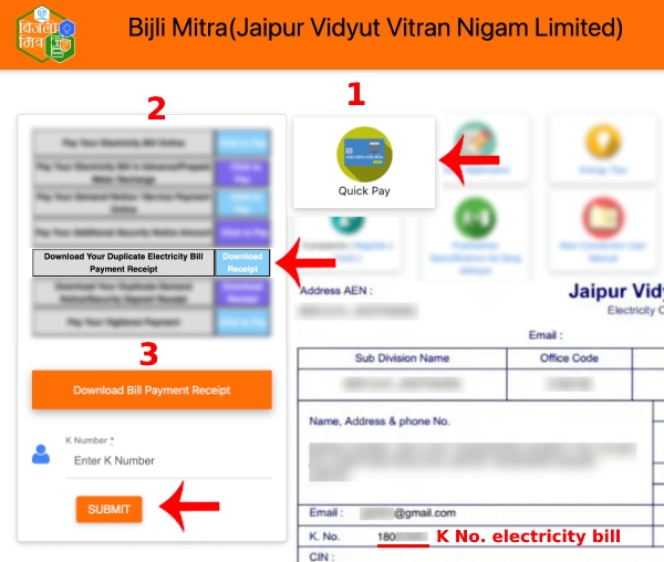 How to Download JVVNL Electricity bill Payment Receipt Step 2
