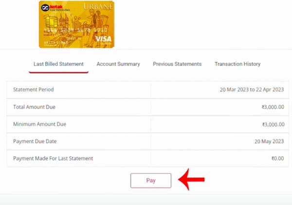 How to Pay Kotak Credit Card Bill Online Step 5