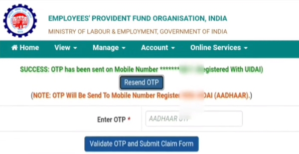 How to Withdraw PF Online Step 8 Sub-step 4