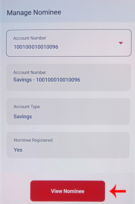 How to add Nominee in Union Bank Savings account Using Vyom app Step 4