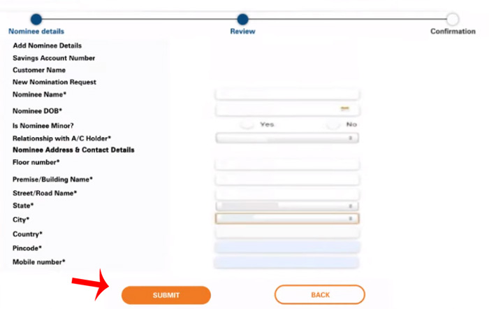How to add nominee in ICICI Bank Savings account Step 5
