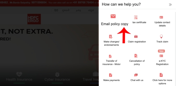 How to download HDFC ERGO General Insurance Policy online Step 3