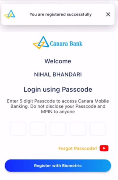 How to register Canara Bank Mobile Banking App ai1 Step 5