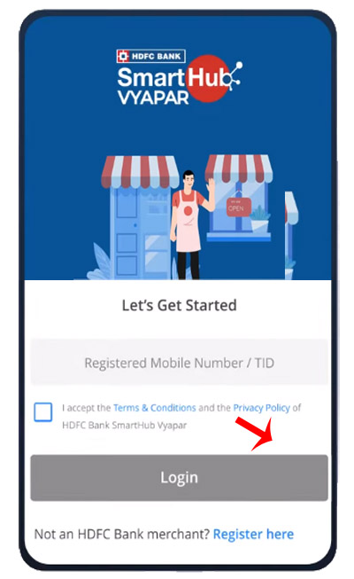 How to register HDFC bank Smarthub Vyapar App Step 1