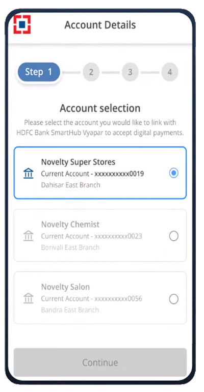 How to register HDFC bank Smarthub Vyapar App Step 4