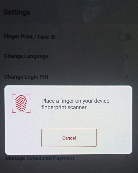 How to set Fingerprint Lock on Union Vyom App Step 4