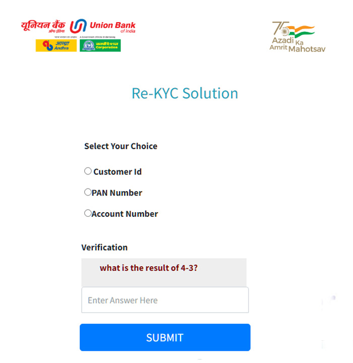 How to update Union Bank KYC Online Step 3