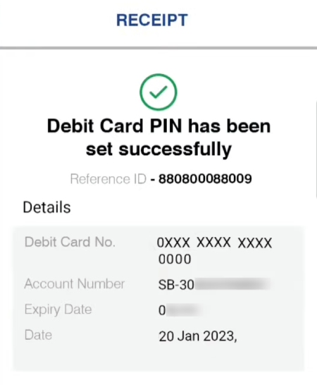 Indian Bank Debit Card Pin Change Step 9