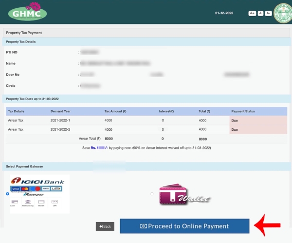 Property Tax Online Payment Hyderabad Corporation Step 3