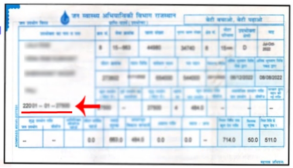 Rajasthan Water Bill Online Sample Format