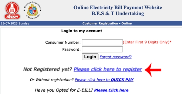 Register and Access Your BEST Electricity Bill Online Step 2