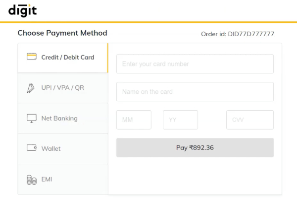 Renew Your Two-Wheeler Go Digit Insurance Policy Step 6