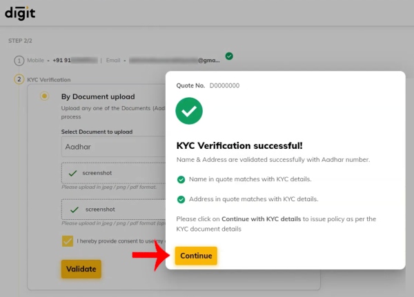 Renew Your Two-Wheeler Go Digit Insurance Policy Step 8 Sub-step 2