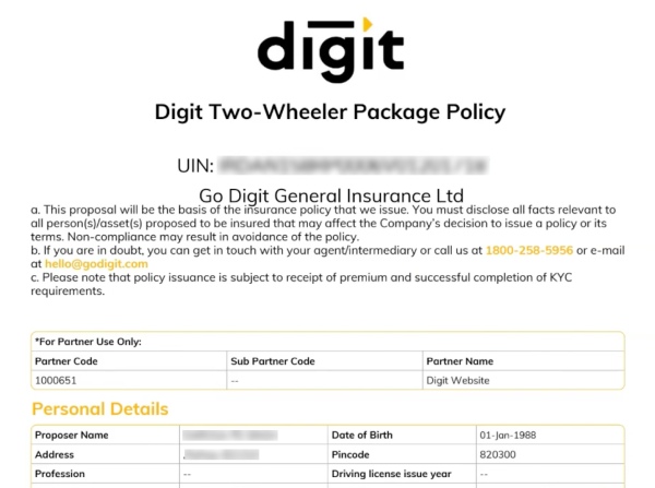 Renew Your Two-Wheeler Go Digit Insurance Policy Step 9