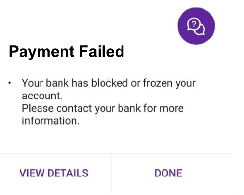 Union Bank of India Payment Failed