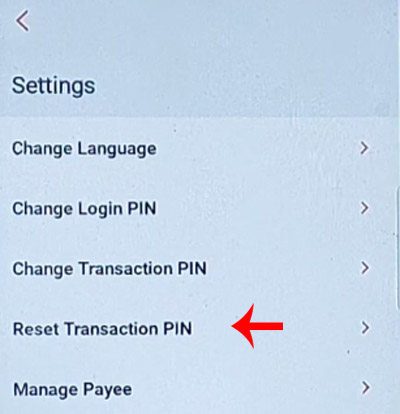 Vyom app Transaction Pin Reset Process Step 3