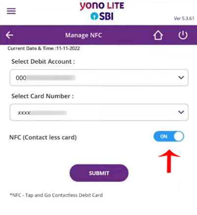how you can enable the NFC feature on your SBI debit card Step 4